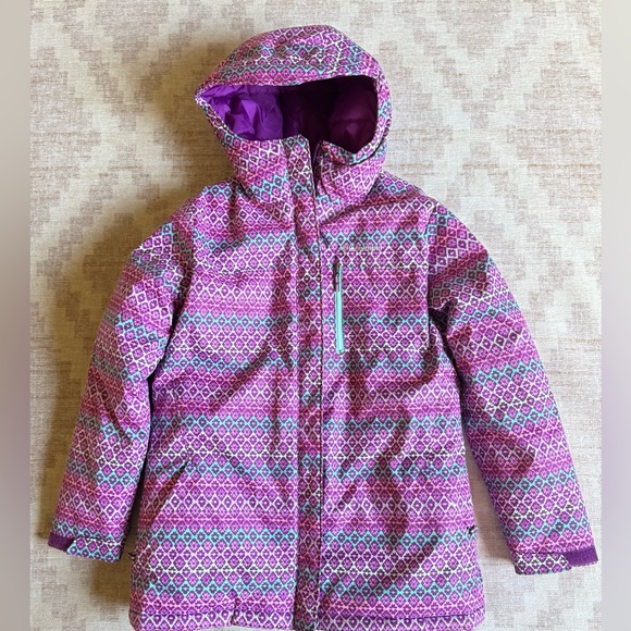 Columbia Girls Purple and Teal Geometric Print Ski Jacket size 14-16